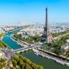 Eiffel Tower or Tour Eiffel aerial view, is a wrought iron lattice tower on the Champ de Mars in Paris, France