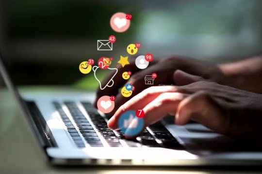 Young businesswoman using smart phone ,Social, media, Marketing concept